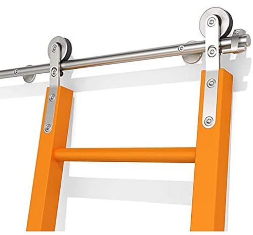 SJHKXAHY Kit libreria Scorrevole con ferramenta Scorrevole (Senza Scala), ferramenta per Scala Scorrevole in Acciaio Inossidabile per Ufficio Domestico, libreria, Stile fienile, Binario/rotaia scorre
