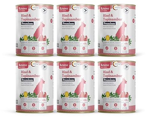 felmo Premium Nassfutter mit Rind für Hunde 6x400g – naturnah & artgerecht | Ohne Zucker- und Getreidezusatz, mit wichtigen Vitaminen und Fettsäuren, extra hoher Fleischanteil