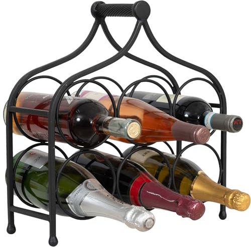 Biscottini Porta Bottiglie Vino in Ferro - Portabottiglie Vino in Metallo 24x14x46 - Porta Vino da Tavolo - Cantinetta Vino da Mobile e Credenza - Espositore - Portavini - Portabottiglie Cucina Bar