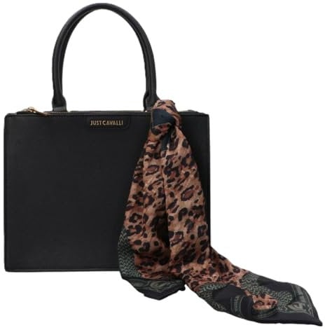 Just Cavalli schwarze Handtasche mit passendem Halstuch, Schwarz