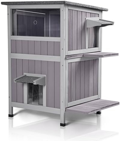 Seiyierr Katze Haus im Freien wetterfest verwilderte Katze Unterschlupf hölzerne Katze Eigentumswohnungen für den Winter mit Escape-Türen