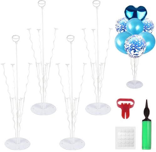 Kit de Support de Ballon de Table, Décoration de Tige Ballon Transparent Pour Mariages, Anniversaires, Baby Showers, Graduations, Noël, Anniversaires (4 pack)