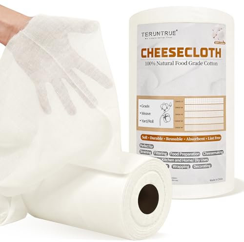 Étamine Alimentaire 27m Grade 100 - Tissu Coton Naturel Non Blanchi pour Fromage/Thé/Conserves - Rouleau Filtrant Réutilisable