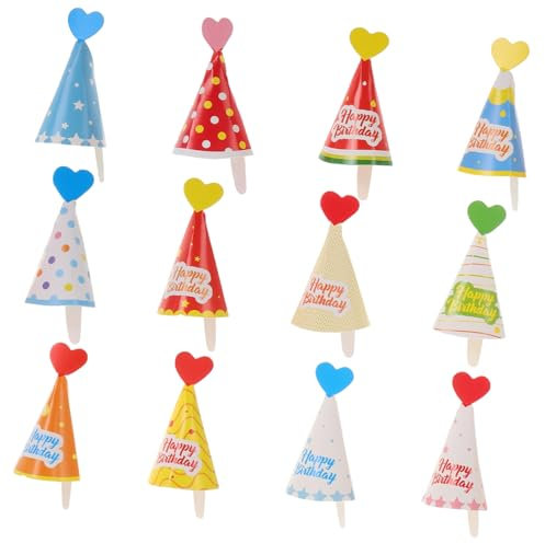 KONTONTY 36 Stück Mini Partyhüte Kuchenaufsätze Geburtstagsmütze Cupcake-topper Diy-kuchen-dekoration Für Babygeburtstag-party-zubehör