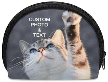 Porte-monnaie personnalisé, portefeuille personnalisé pour photos et textes, sac de rangement durable à fermeture éclair, Noir , Pochette de protection
