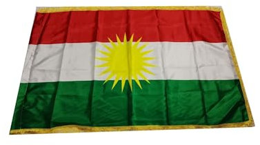 Stormflag Bandera Kurdistan de satén, 3 x 5 pies, 90 x 150 cm, poliéster con bridas mansion
