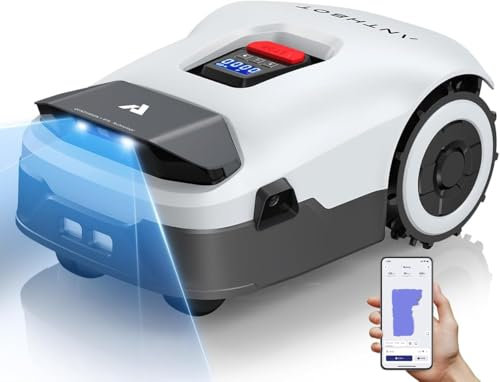 ANTHBOT Genie600 Robot Lawn Mower, Perimeter Wire Free, Full Band RTK+4-Eye Vision Robot Lawnmower, Recommended for 600 m², Max 800 m², Automatic Mapping, Accurate Obstacle Avoidance, APP Control