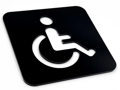 codiarts. Türschild 3D für das Bad Rollstuhl selbstklebend aus Acrylglas Laser geschnitten - Toilettenschild Kennzeichnung für Badezimmer - Hinweisschild behindertengerechte Toilette/Klo