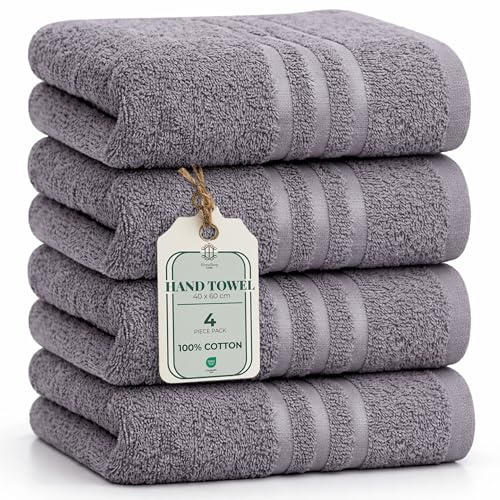 HomeBurg CORE 4-Piece Cotton Hand Towels for Bathroom and Kitchen