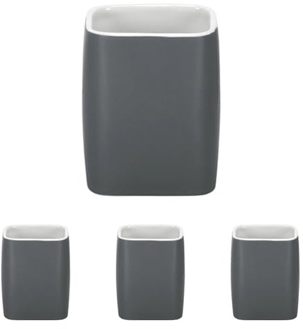 Kleine Wolke 5066901852 Zahnputzbecher Cubic, Accessoires, anthrazit, 7.4 x 7.4 x 9.1 cm (Packung mit 4)
