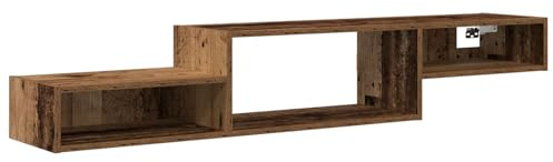 Mhdvray Meuble TV Mural 150 cm, Banc TV Suspendu en Bois d'Ingénierie, Design Moderne et Flottant pour Salon, Coloris Bois Ancien, Meuble de Rangement Rectangulaire, 150 x 28 x 26 cm