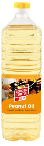 Golden Turtle Peanut Oil Erdnussöl 1000ml zum Frittieren, Grillen & Braten, perfekt für asiatische Wok-Gerichte, Frühlingsrollen, Pommes, Currys, Fleisch, Fisch, Tofu & Snacks, hoher Rauchpunkt