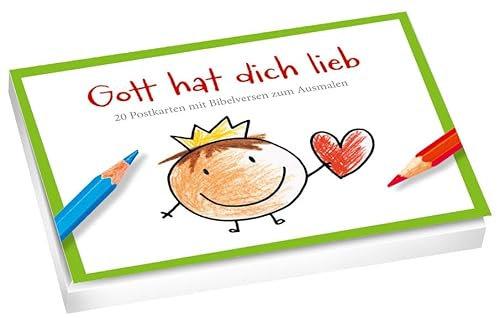 Gott hat dich lieb - Postkartenbuch: 20 Postkarten mit Bibelversen zum Ausmalen
