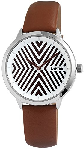 Raptor Damen-Uhr Echtleder Armband Dornschließe Analog Quarz RA10010 (braun)