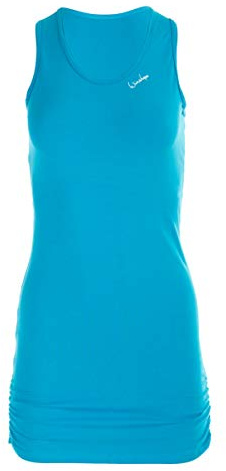 Winshape Damen Fitness Freizeit Longtop WTR15 mit seitlicher Raffung, Slim Style, türkis, L