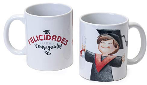 Mopec Taza Graduación Chico, Cerámica, Blanco, 1 Unidad (Paquete de 1)