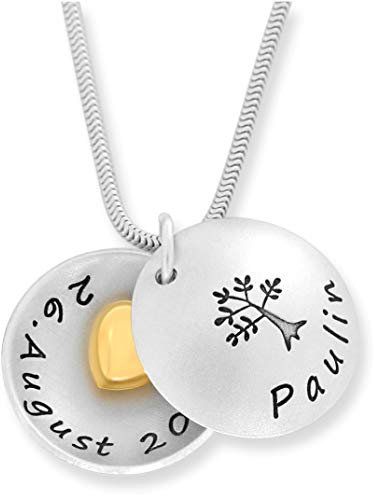 Taufkette Silber Medaillon Herz gold mit Gravur Taufmedaillon Taufschale