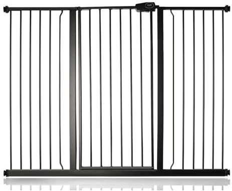 Safetots Extra Tall Metal Safety Gate Pressure Fit, 139.8cm - 147.4cm, Matt Black, 104cm in Height, Extra Tall Stair Gate, Tall Baby Gate, Easy Installation