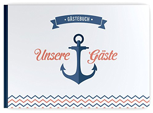 DeinWeddingshop Gästebuch Hochzeit Maritim Anker, Hochzeitsalbum Hochzeitsbuch Hochzeitsgästebuch Hochzeitsgeschenk Din A4 … (mit Fragen)