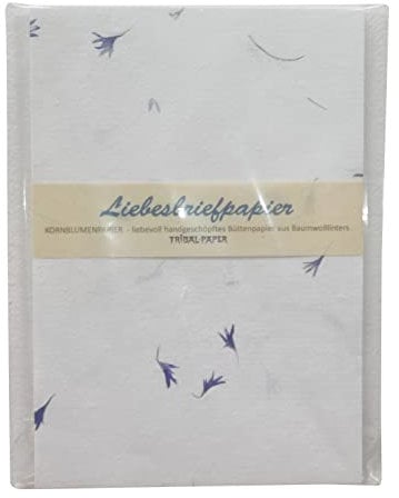 paperfreak: KornBlumenPapier > Liebesbriefpapier < handgeschöpft 'A5-' 16 Bogen Büttenpapier für Handschrift und Drucker Echtblütenpapier