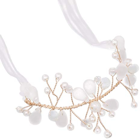 Amosfun Perlen Stretch Armband braut hand brautjungfer perle handgelenk band prom armband mit garnband für hochzeit brautjungfer party dekoration (golden) Abschlussball Corsage Koralle