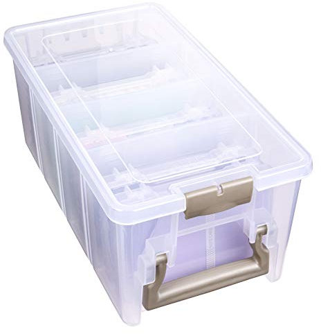 ArtBin Semi Satchel Photo Storage Photo & Craft Organizer Set, Large Box with [8] Plastic Storage Cases Inside, Clear