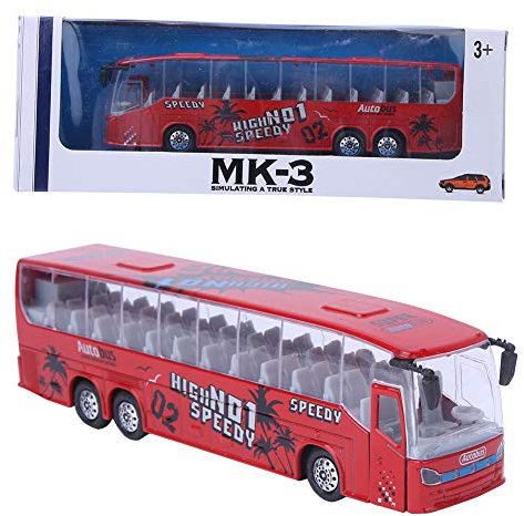 Tnfeeon 1:50 Simulation Pull-Back Alloy Bus Toy, Simuliertes Busfahrzeug aus Aluminiumdruckguss Modellspielzeug mit Unterhaltungsmusik für Kinder Kinder Mädchen(rot)