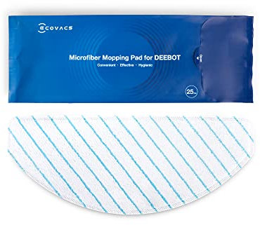 ECOVACS Microfibre Wiping Cloths (Disposable), Pack of 25 - Original Accessories for N8, T8 and T9 Series Robot Vacuum Cleaner with Mop Function, D-MM25-2027, White