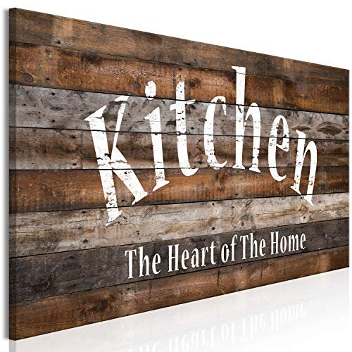 murando - Cuadro en Lienzo Home Tablas 90x30 cm 1 pieza - Impresión en material tejido no tejido cuadros decoracion salon modernos lienzos decorativos - Cocina Inscripción Casa Madera m-A-0963-b-a