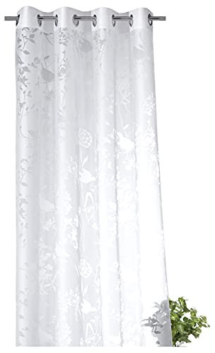 heimtexland ® Ösenschal Deko Vorhang Fensterdekoration Vogel Ausbrenner Gardine Typ699 Natur HxB 145x140