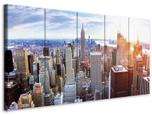 B&D XXL - Akustikbild NYC Stadt City, Schallschutz, Wohnzimmer, Büro | Verbessert Raumakustik, reduziert Hall, ideal fürs Büro oder Wohnzimmer, hochwertige Verarbeitung, schnelle Montage, stilvoll