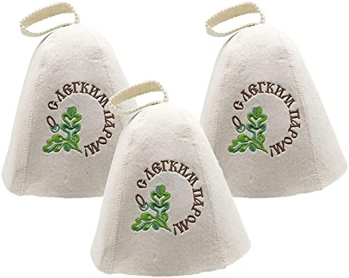 Saunahut aus 100 % Wollfilz, für russische Banja, Saunahütte, Blätter, 3 Stück