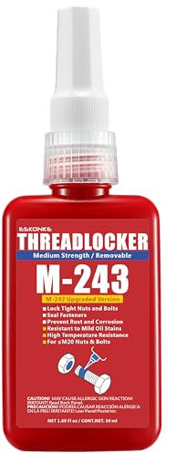ESKONKE Blue Thread Locker 243 Nuts & Bolts Locker Medium Strength Removable 1.69 Fl oz/50 ml Threadlocker Lock Tight & Seal Fasteners Anaerobic Curing Metal Glue (243)