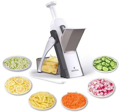 ONCE FOR ALL Mandoline Vegetable Slicer, Veg Chopper with 4 Cutter Modes Adjustable Thicknesses, Slicer, Dicer, Chopper, Julienne, Chip Veggies for Potatoes Carrot Tomato Cucumber…