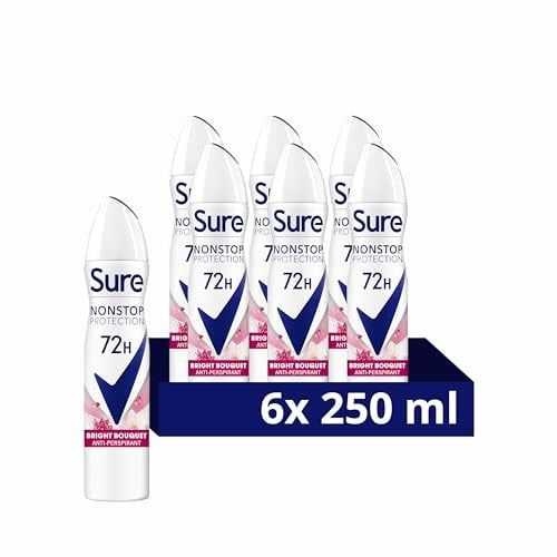 Sure Bright Bouquet Nonstop Protection MotionSense Technologie Anti-Transpirant Deodorant Spray Anti-Transpirant Deodorant Aerosol 72h Schutz vor Schweiß und Geruch 6 x 250ml