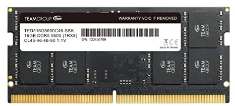 TEAMGROUP Elite SODIMM DDR5 16GB 5600Mhz (PC5-44800) CL46 Non-ECC Unbuffered 1.1V 1Rx8 Single Rank 262 Pin Laptop Memory Module Ram - TED516G5600C46A-S01