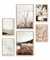 Heimlich® Premium Poster Set mit Bilderrahmen Holz Eiche | 2 x DIN A3 & 4 x DIN A4 - ca. 30x42 & 21x30 | Stilvolle Poster Collagen mit passenden Bilder als Wanddeko » Meer Strand Blumen «