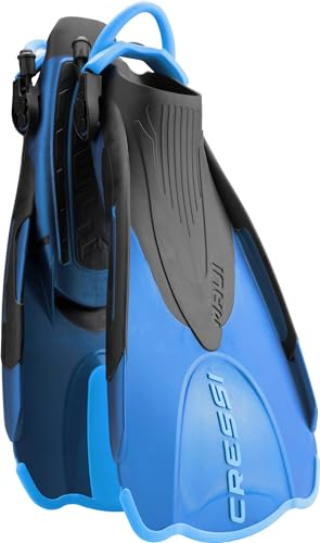 CRESSI Maui Short Fins - Verstellbare Kurzee Flossen mit EBS System zum Schwimmen und Schnorcheln, Unisex, Blau/Azurblau, S/M (38/41), Unisex Adulti
