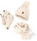HEYO Damen Mütze Schal Winter Set | Gefütterte Strickmütze mit Bommel | Winterschal mit Fransen | Touchscreen Handschuhe (Beige)