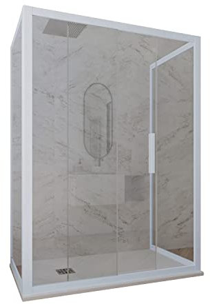 Box doccia 3 lati 70x120x70 CM H 200 Vetro Trasparente Profilo Blu Vintage mod. Deco Trio