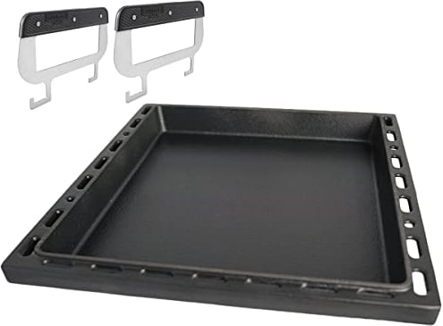 SANTOS einsetzbare Grillpfanne/Einsatzpfanne mit Griffen - Gusseisen Plancha - 37,7x42,8x4,6cm S-Serie - Paella, Bratkartoffeln, Reibekuchen