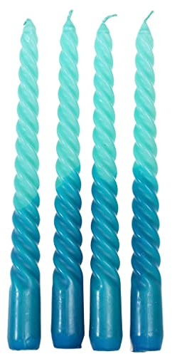 Rex London Dip Dye Spiral Candles Teal and Blue Tall Candles, Set of 4 | large animal figures, zoo toys, zoo animals figures, toy animals, small gifts for kids, small toy, wildlife playset