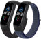 Mugust 2Pack Correas Compatible con Xiaomi Mi Band 5 / Mi Band 6 / Mi Band 4 / Mi Band 3 / Amazfit Band 5,Nylon Suave Transpirable Correa Pulseras de repuesto para Mi Band 6/5/4/3(Negro/Azul verde)