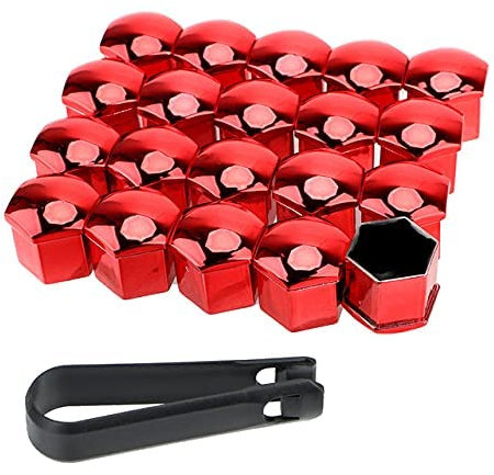 LUYAJYI Wheel Nut Caps for to-yota Camry XV70 LE TRD SX,Outdoor Decoration Protective Screws Rims with Removal Tool,L-Red-21mm