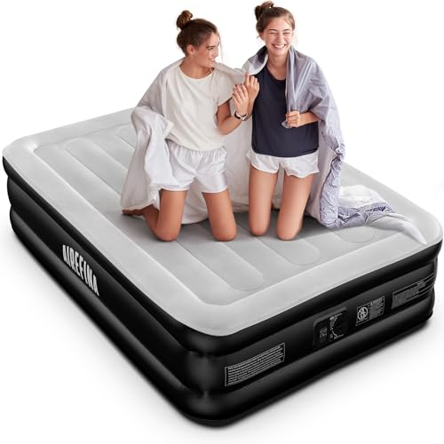 Airefina Inflatable Mattress, Double Airbed with Built-in Electric Pump, Blow Up Mattress In 3 Mins Fast Inflation/Deflation, Portable Air Bed for Home or Camping Use, Type-0 Technology 190x137x46cm