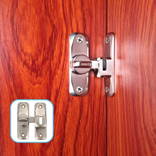 Pexintek Petit Verrou de Porte Coulissante à 90 Degrés pour Portes IntéRieures Loquet de Portes à Ouverture Double Vintage pour Cuisine,Chambre,Salle d'éTude,Salle de Bain,Armoire(Argenté)