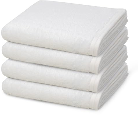 Vossen - 4 teiliges Frottier-Set - Vegan Life (4 X Handtuch im Set) - 580 g/m2 - Baumwolle - Frottee - saugstark - weich und flauschig - Weiß