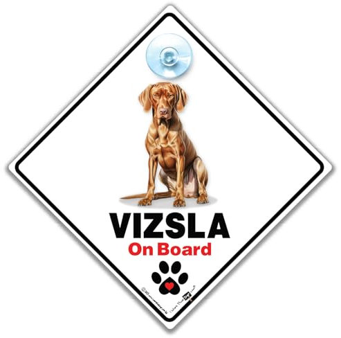 Viszla On Board Schild, Hunde-Autoschild für Viszlas, Advisory Car Sign Designed to Notify of Dog in Car 14 cm x 14 cm x 2 cm