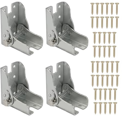 4 Piezas Bisagra Plegable Autoblocante 90 Grados, Bisagra Abatible Bloqueo Automático, Patas Plegables Mesa Herrajes para Mesas Plegables con 36 Tornillos para Soportes de Estantes de Armarios