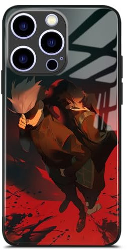 HWLHJJ Satoru Gojo and Kenjaku Jjk Shonen Anime Glass Protection Case, Stylish Unique Manga Phone Shell for iPhone 11 Pro